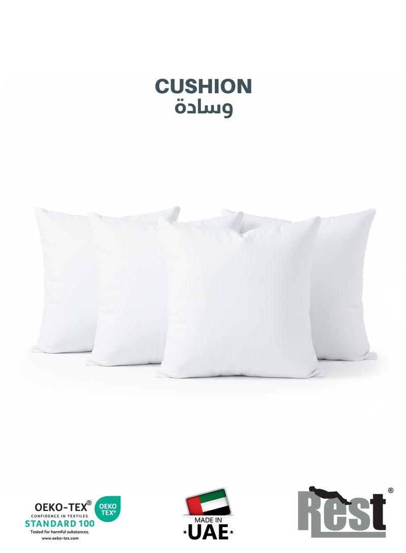 REST Bedding Throw Pillows Insert Cushion Filler Outer Cover HD Microfiber Filling 350 grams Ultra Soft Fiber Size 40x40cm , 16x16inch Cushion Inserts Home Decor  White (Pack of 4) - Image 1